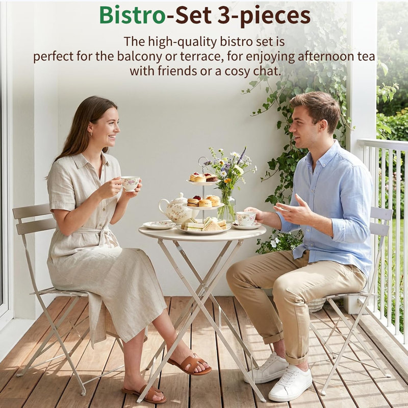2 - Person Steel Dining Set, Brown