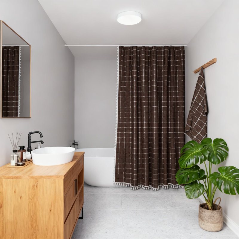 Rideau de douche Farmhouse, Brun
