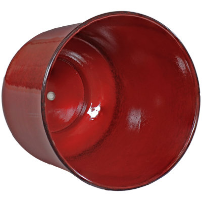 Keirstyn Round Metal Outdoor Planter Pot - 11" x 11" x 12" - Red - Set of 4