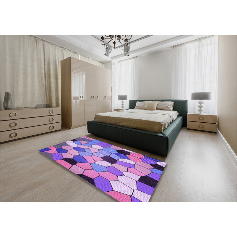 Tapis 100% à motif lavable à la machine 2989 3425-PUR, Rectangle 5 pi x 8 pi