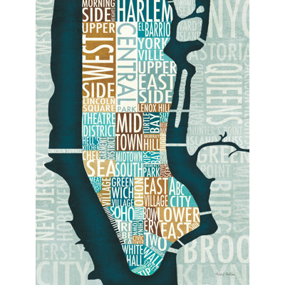 " Manhattan Map Blue Brown "