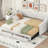 Twin Xl To King, Beige, Upholstered Daybed, Two Drawers, Stylish Buttoned Back, Foam - Padded Sides King Size, Storage Comfortable Seating, No Box Spring Required