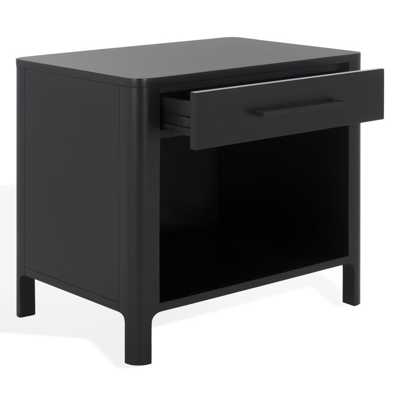 Abbiava 1 Drawer Wood Nightstand, Black
