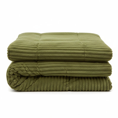 Fluffy Faux Fur Duvet Cover 90" X 90" Soft Velvet Plush, Flannel Fleece, Striped Pattern, 3 Piece Queen Bed Set, Olive Green