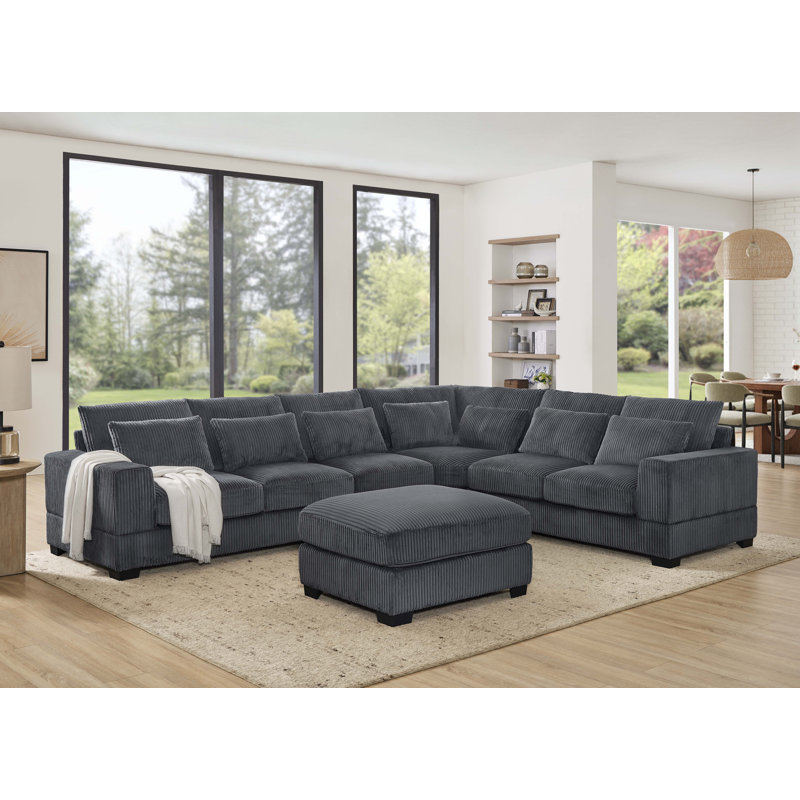 Laguna Modular Corduroy Sectional, Gray Corduroy