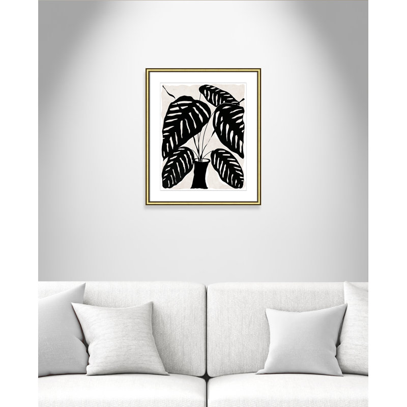 «Black and White Pots Plant I» par Daniela Santiago - reproduction de cadre photo, H 26,75 po x l 22,75 po x P 0,88 po