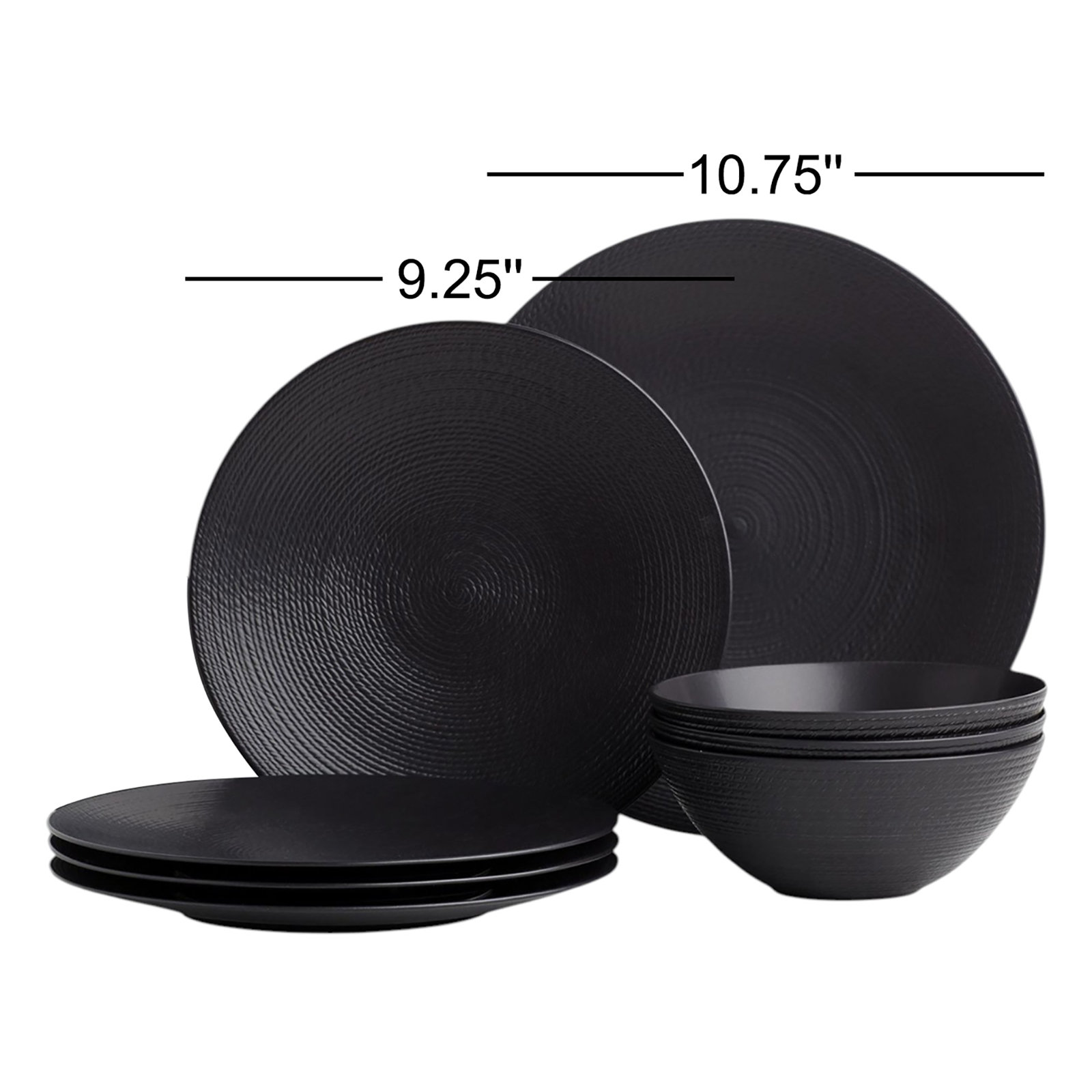 Lx Collective Black LX Collective Porcelain Dinnerware Set - Service for 4, Black