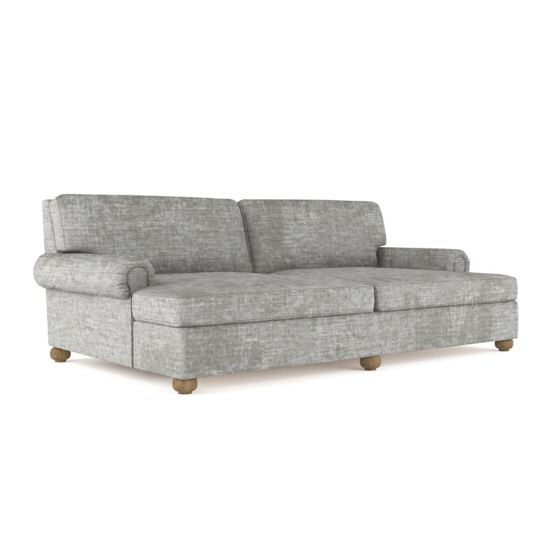 Leroy Rolled Panel-Arm Daybed with Bun Feet, Vintage Leather Alabaster, Weathered