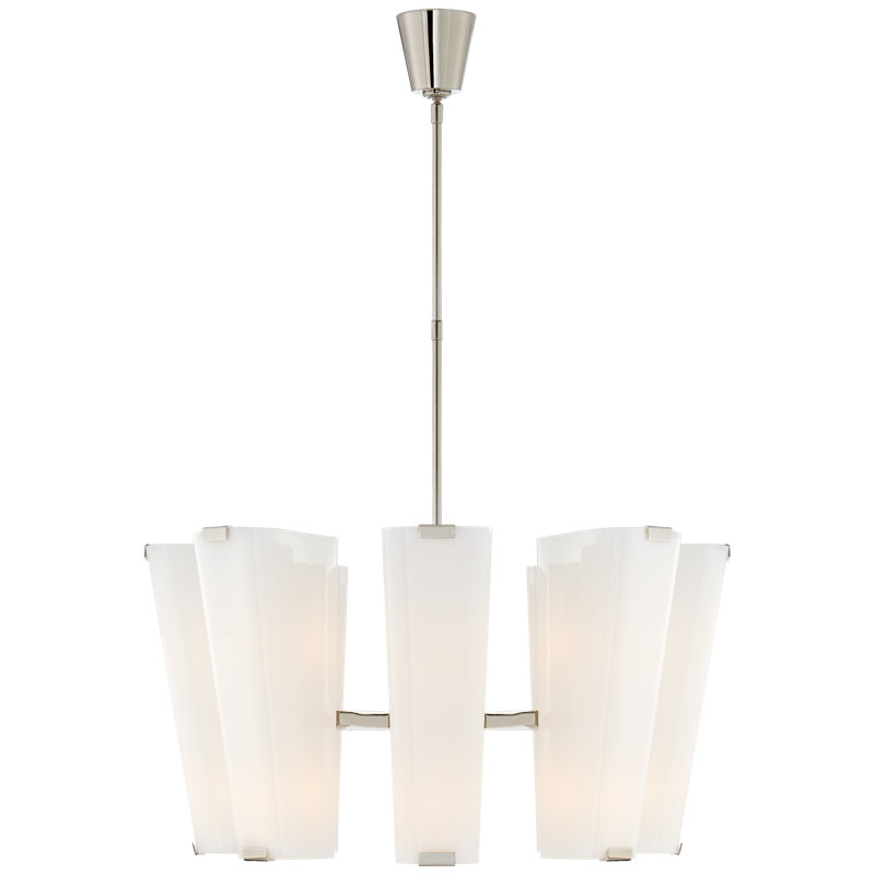 AERIN Alpine Medium Chandelier, White, Hand-Rubbed Antique Brass