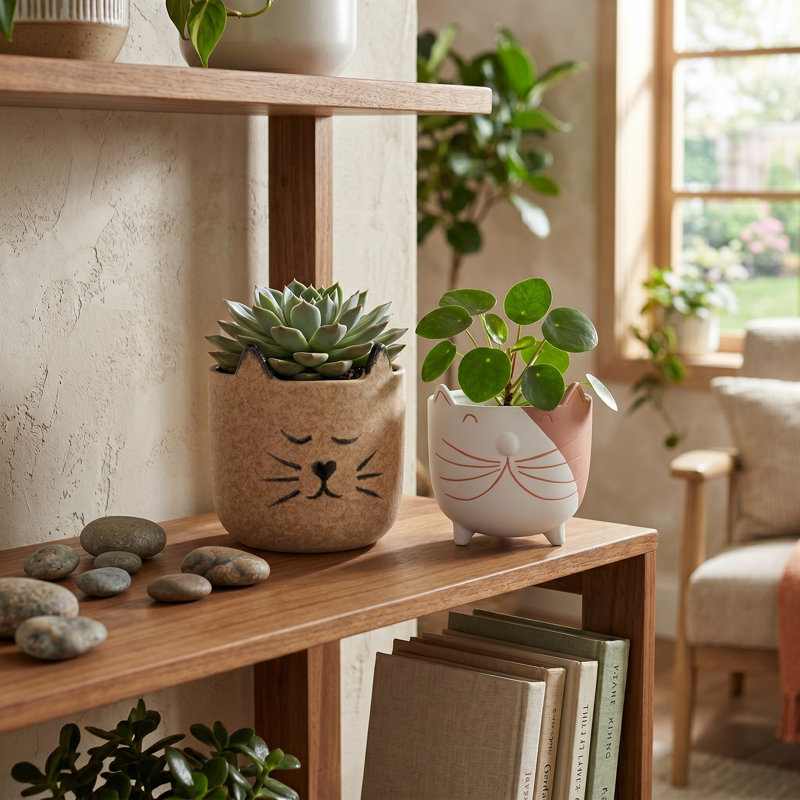 Ensemble de 2 pots à fleurs en céramique pour espaces intérieurs et extérieurs - Pots de fleurs décoratifs pour patio, salon et décoration intérieure (ensemble de 2) - 7 po