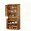 Armoire de cuisine - support coulissant, 6 tablettes suspendues / réglables, 2 portes (bois massif et bois d'ingénierie, 5 tons de bois)-1534091211