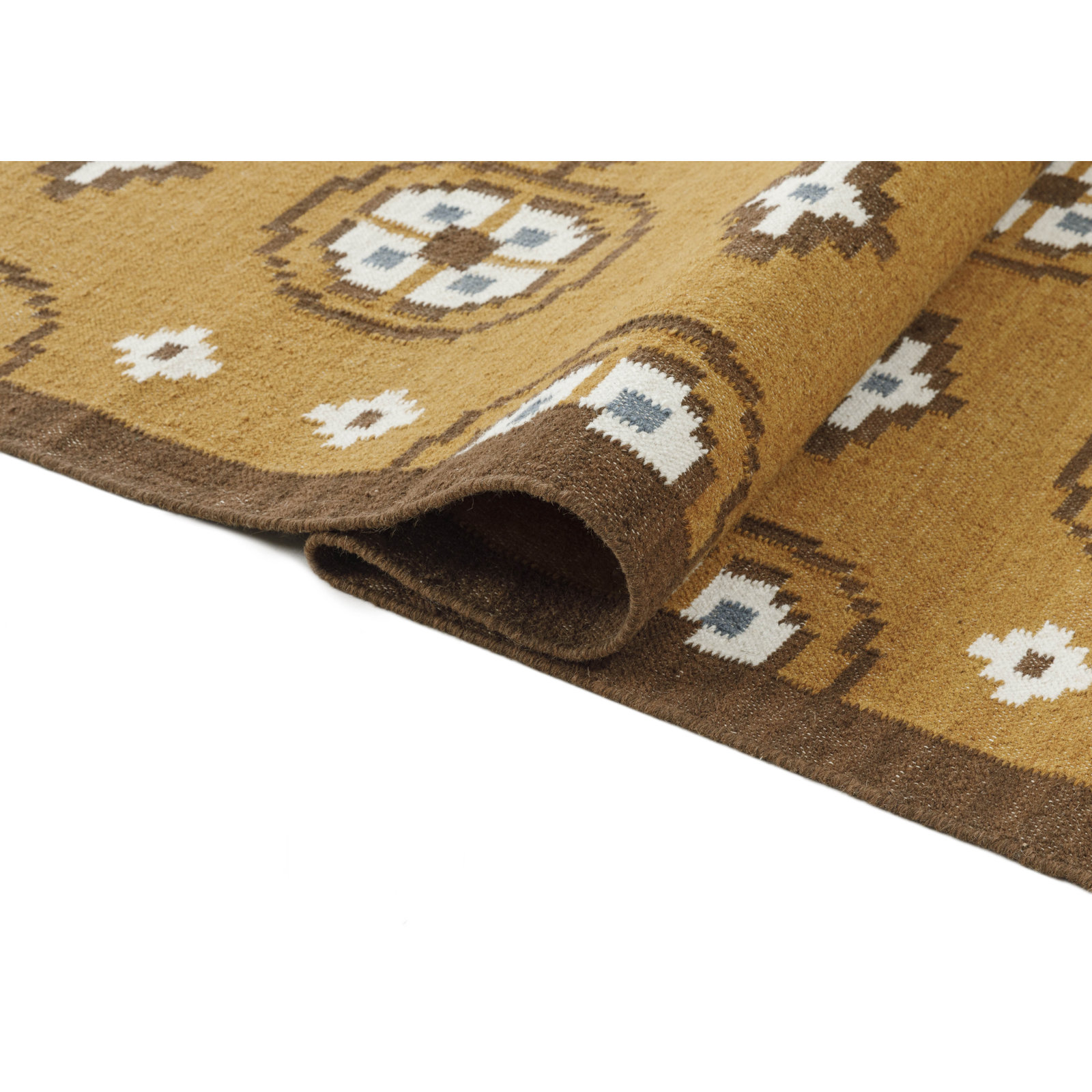 Heidi Flatweave Wool Geometric Scandinavian Rug, Yellow, 8'9x11'9