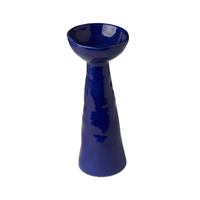 Laguna Candlestick, Small, Shiny Blue, 14" H x 8"  x 8" D