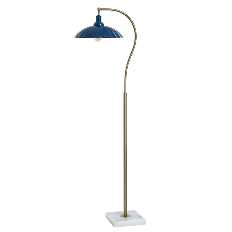 Tamara Day for Stylecraft Penelope Floor Lamp - Marble & Polished Brass, Glossy Navy