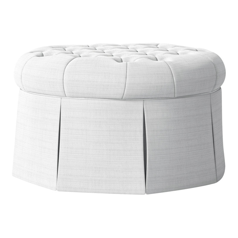 Repose-pieds cocktail capitonné rond 35 po Alma, Perigold Ishi Blanca