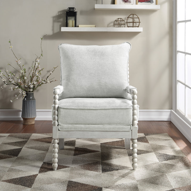 Fauteuil large 26,75 po Fletcher, 100 % polyester fumée, Blanc antique