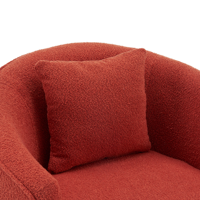 Modern Boucle Upholstered Swivel Accent Chair, Burnt Orange