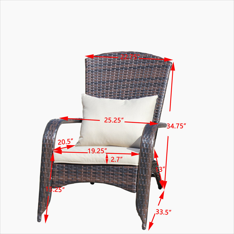 Chaise de patio avec coussins (coussin gris), Brun