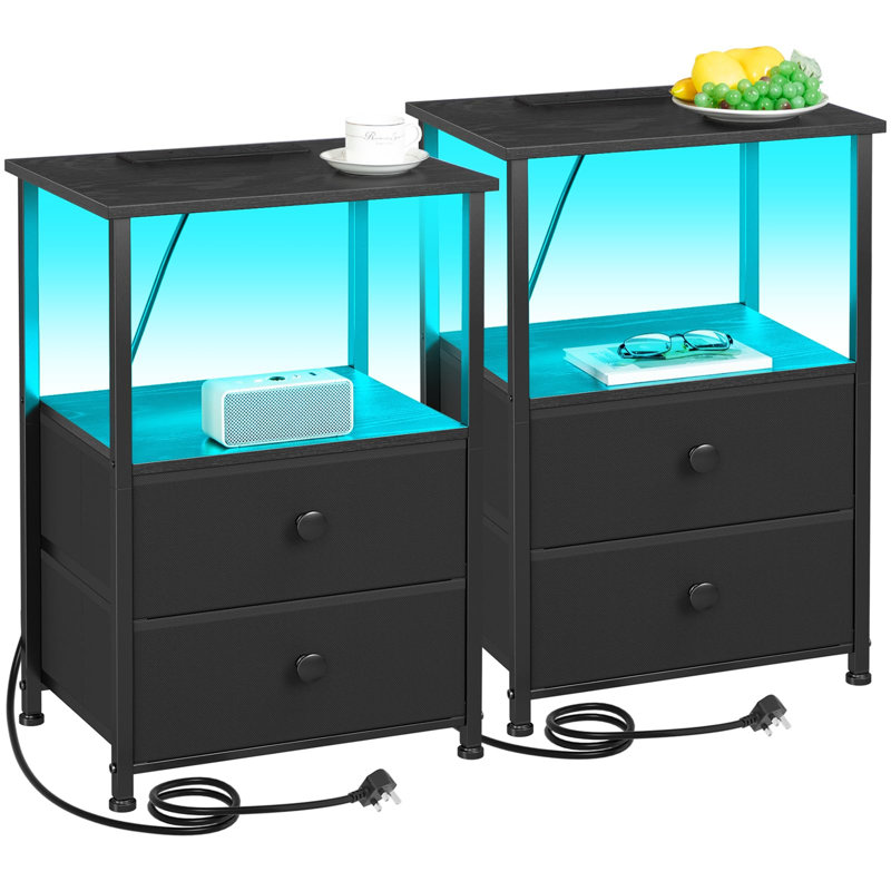 39cm W Metal Bedside Table