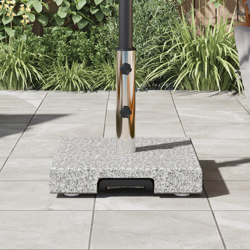  Base de parasol sur roulettes avec poignée en granit gris carré de 64 lb