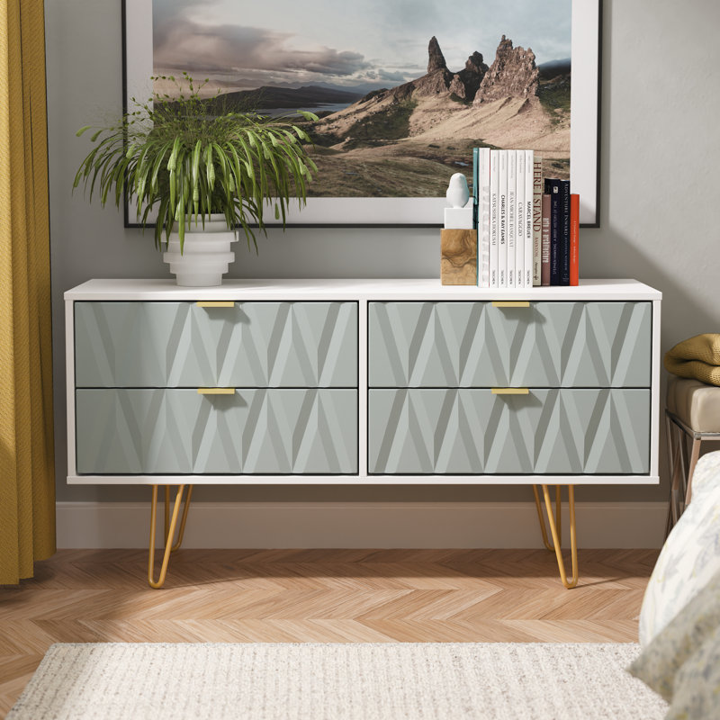 Baturhan 115 cm W Chest of 4 Drawers, Duck/White