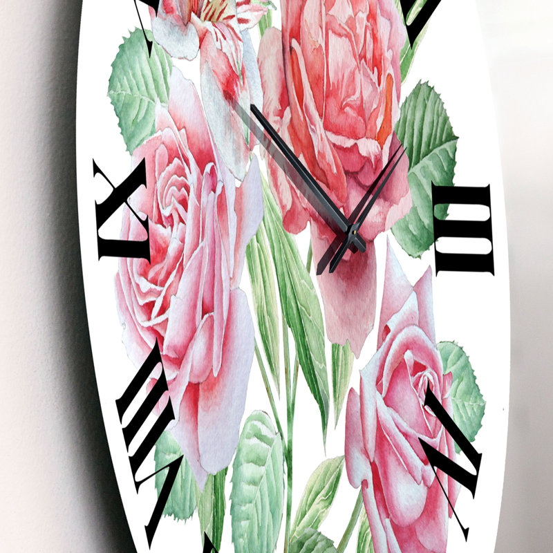 Spring Flowers Alstroemeria Rose - Traditional wall clock, Small