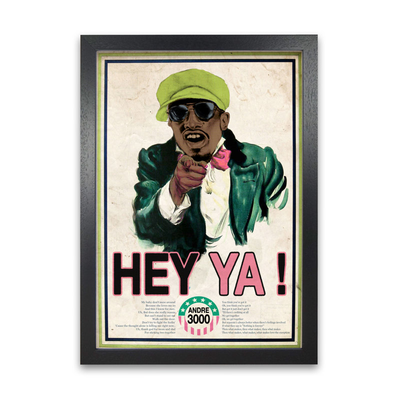 Hey Ya by David Redon - Print, 84.1 cm H x 59.4 cm W x 5 cm D, Black Grain