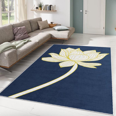 Non-Slip Area Rug, 100% Polyester, 47.2 x 70.9 inches | Raschel Knitting, Pile Height: 0.4 inches | Woven Carpet with Felt Dot Underside, Machine Washable | Stylish Digital Print Design for Home Decor
