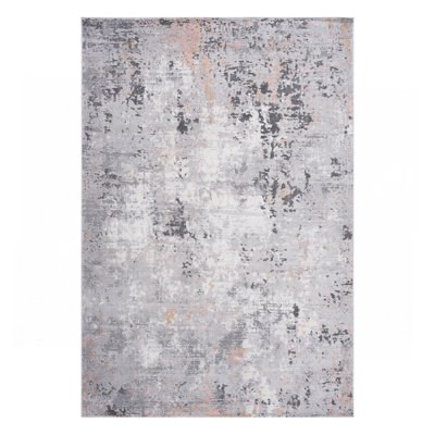 Tapis gris / multicolore / abstrait non délesté pour le salon, la salle à manger et le bureau