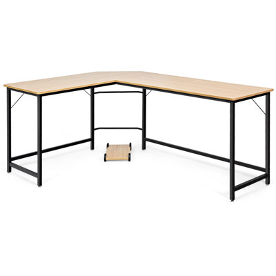 Andrika L-Shaped Metal Base Computer Desk