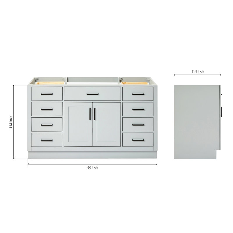 60" Single Sink Bathroom Vanity, Gray, Matte Black