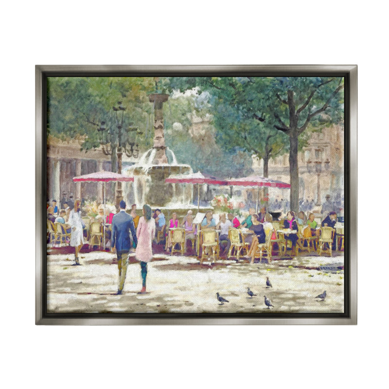 «People At Parisian Cafe» par Steve Hunziker, Cadre flottant gris lustré, H 17 po x l 21 po x P 1,7 po