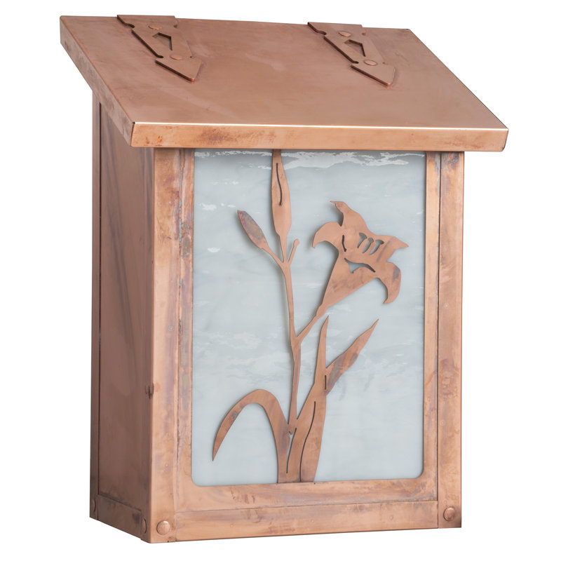Boîte aux lettres murale traditionnelle avec fleur de lys-AF-6011-WW, Vieux sou noir / blanc vaporeux