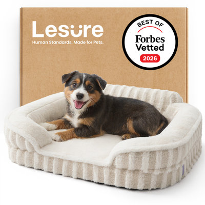 Lesure Cozy Orthopedic Waterproof Dog Beds with Sides, High Back Egg-Crate Foam Pet Sofa with Non-Slip Bottom and Washable Removable Cover
