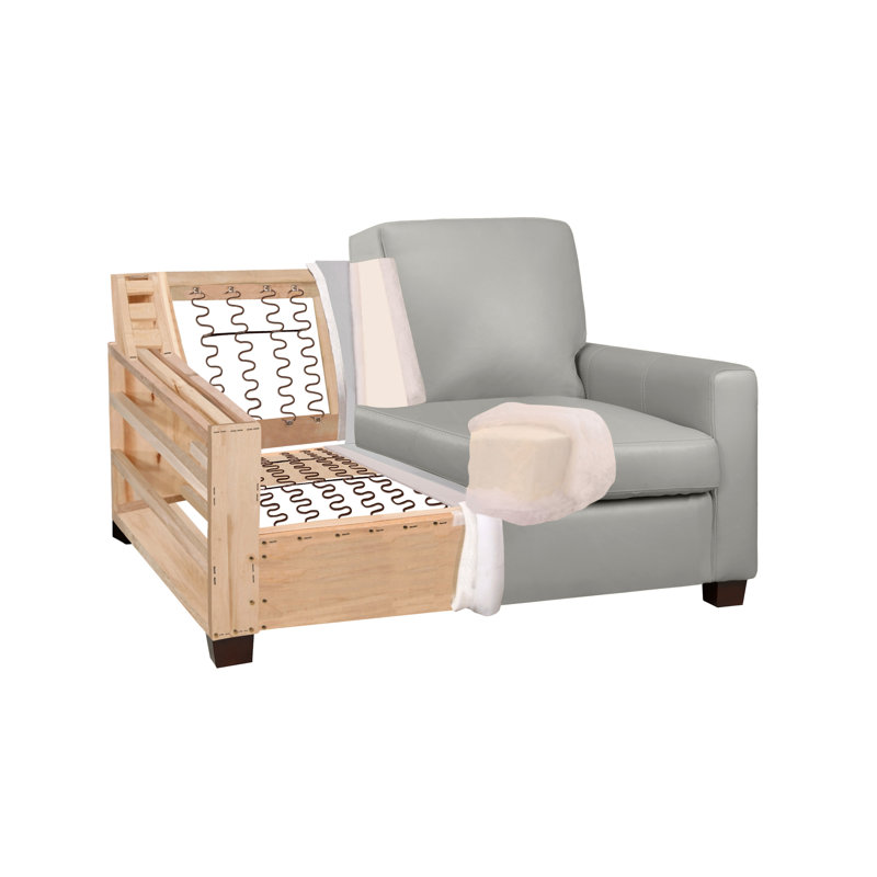 Canapé Anum, Cuir gris nuage, H 36 po x l 54 po x P 37 po
