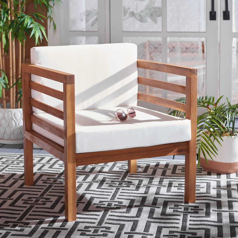 Chaise de patio avec coussins Kinnell, Structure grise / coussin blanc