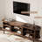 69" Mid-Century Modern TV Stand with Power Outlets - Fluted Sliding Door Media Console for 80" TVs, Japandi Walnut Finish-1141393407-1141393376