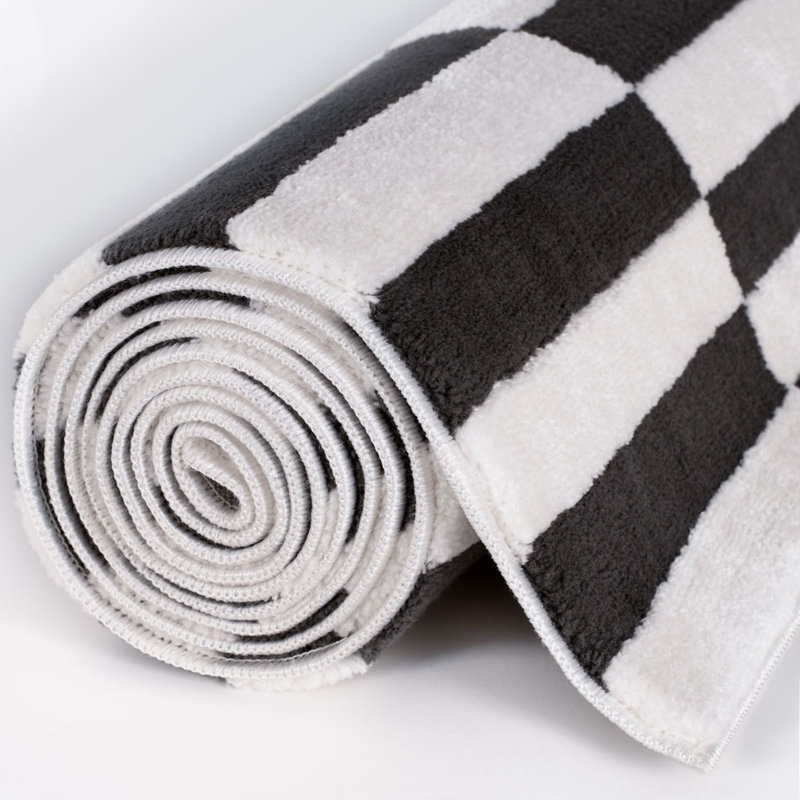 Loft Modern Striped Living Room Area Rug and Runner Soft Pile, Rectangle 160 x 230 cm, Dark Grey/Ivory