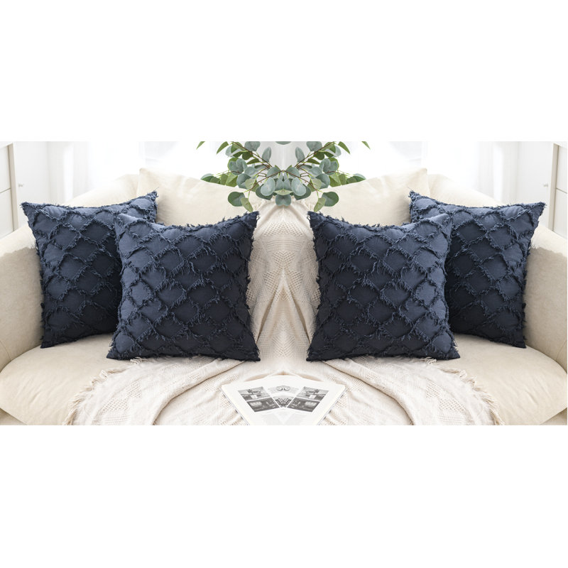 Housse de coussin géométrique 18 po, Bleu