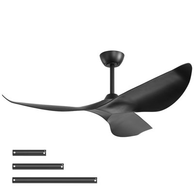 New Arrival 38-Inch Black Ceiling Fan Without Light, 3 ABS Blades&Powerful DC Motor, 1/4/8H Timer Function, Ideal For Living Room, Bedroom, Study Room, etc