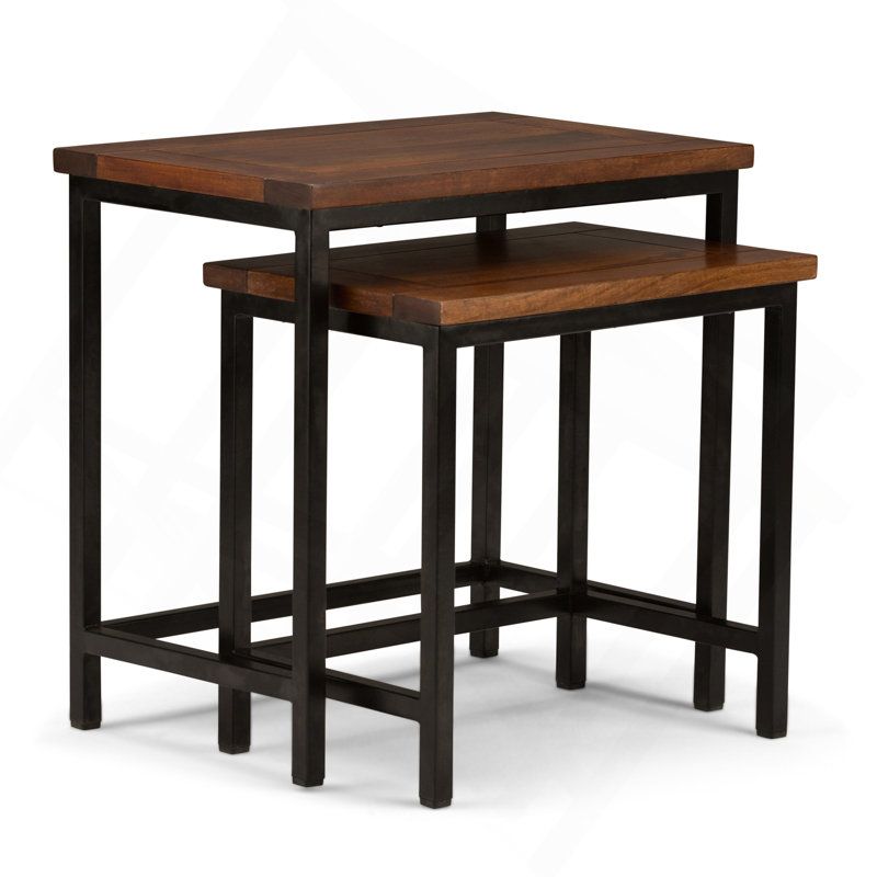 Table d'appoint gigogne 2 pièces - brun cognac foncé
