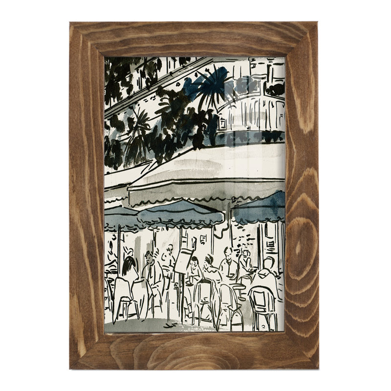 " Aucoin De Larue II ", 7" W x 9" H x 1'' D, Walnut Framed Paper