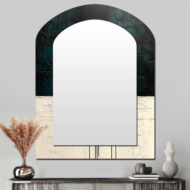 Or et noir lune sans limite Reverie II - miroir mural décoratif arche moderne, miroir asymétrique moderne, impression d'art en métal
