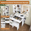 Bureau de coiffeuse moderne avec éclairage DEL, prise de courant et rangement-1413406271