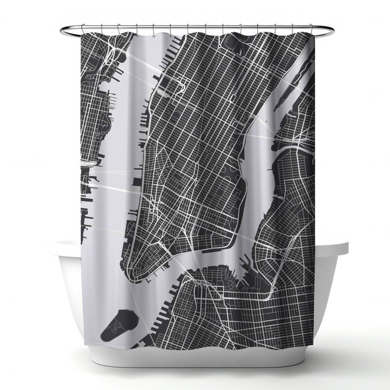 Shower Curtain TV16 – Polyester Shower Curtain, Dye Sublimation Print, 71" W × 74" L