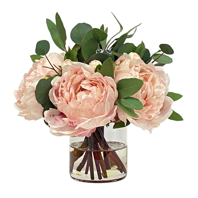 Pivoine et eucalyptus dans le cylindre, Rose