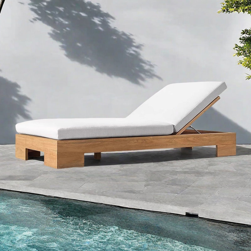 Outdoor Nordic courtyard lounge chair, Light Yellow Wood