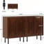 Ensemble de 2 buffets brun foncé de 59 pouces avec tablettes réglables et rangement spacieux pour le salon et la salle à manger-241472317