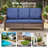 Arley 3-Piece Outdoor Wicker Curved Arms Patio Sofa With Ottomans-1125473521