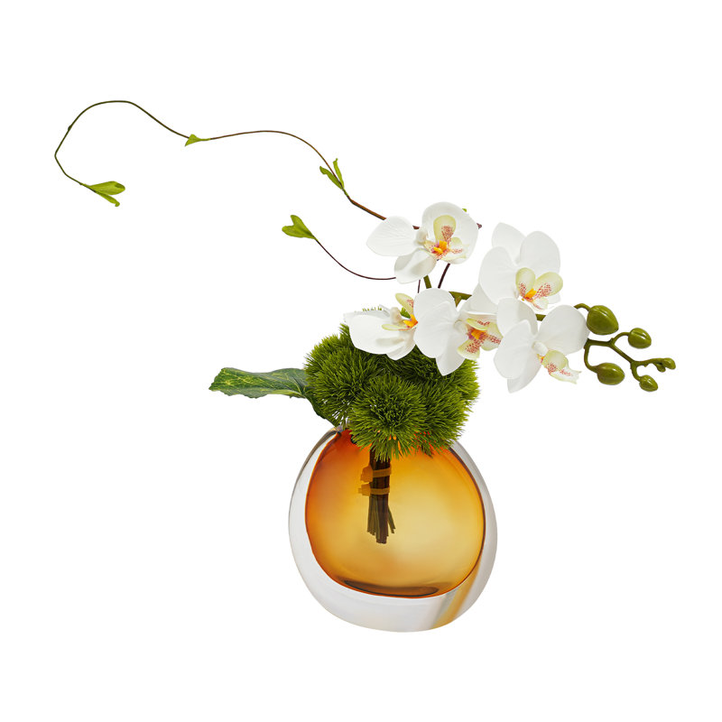 Artificial Flowers Arrangement In Vase, Brown